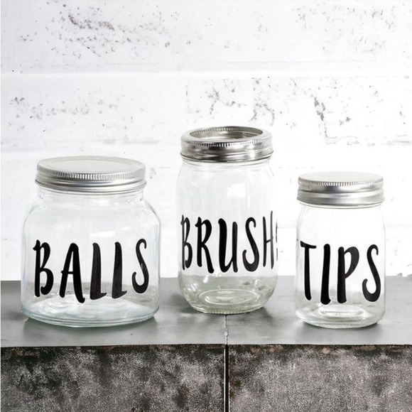 Set of 3 Apothecary Glass Jars with Screw on Lid, Funny Quotes - Picture 1 of 4
